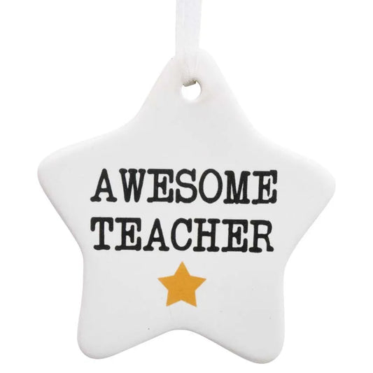 Ceramic Hanging Gift Tag Star - Awesome Teacher