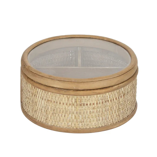 Round Reyna Rattan Jewel Box