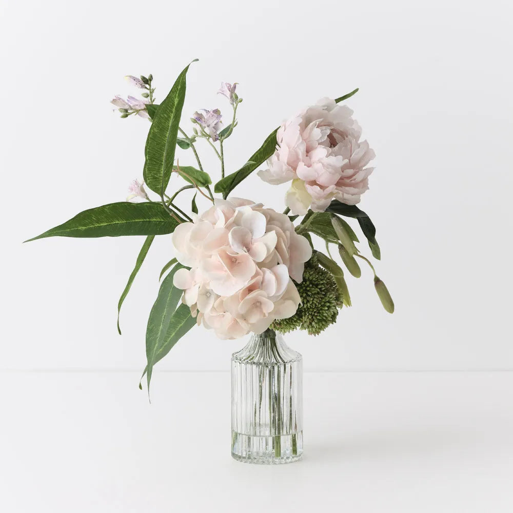Hydrangea Peony Mix in Vase - Pastel Pink